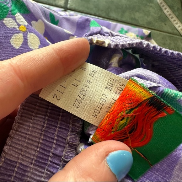 VTG 80s NWT RARE Retro Checkered Floral Pastel Lavender Purple Skirt - Picture 4 of 5